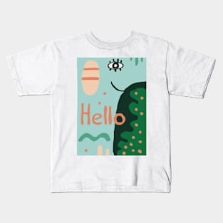 Geometric Elephant Greeting: a playful blend of shapes and a warm welcome Kids T-Shirt